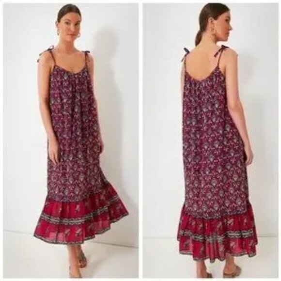 NWT - Emerson Fry India Collection Organic Cotton Pink Indigo Maxi Sundress XS/S - Picture 4 of 8